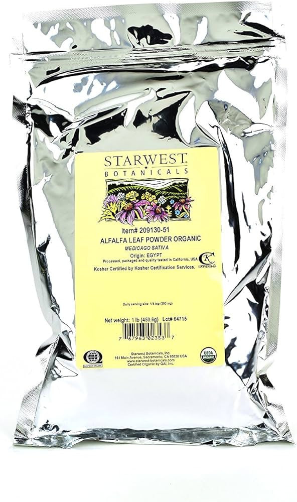 Starwest Botanicals Alfalfa Leaf Organic Powder, 1 Lb